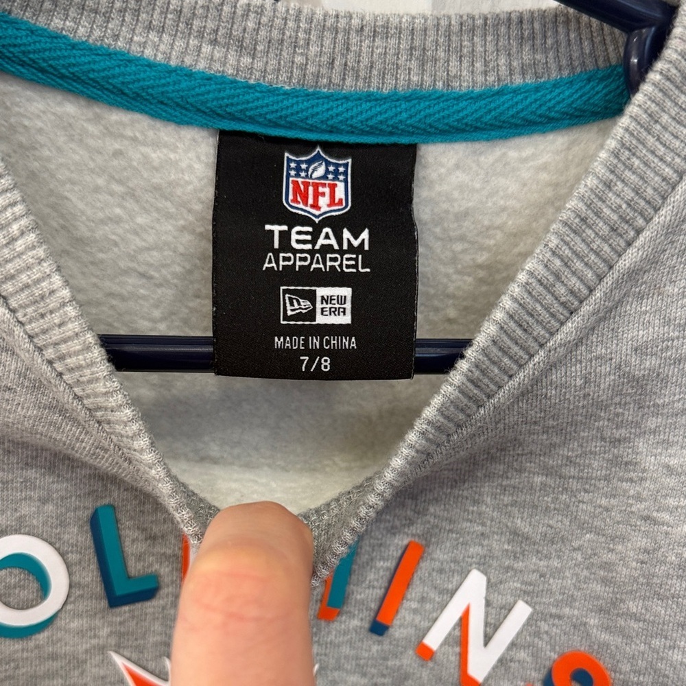 Youth Gray Miami Dolphins Sweatshirt with Teal Accents Size 7/8 - Picture 3 of 6